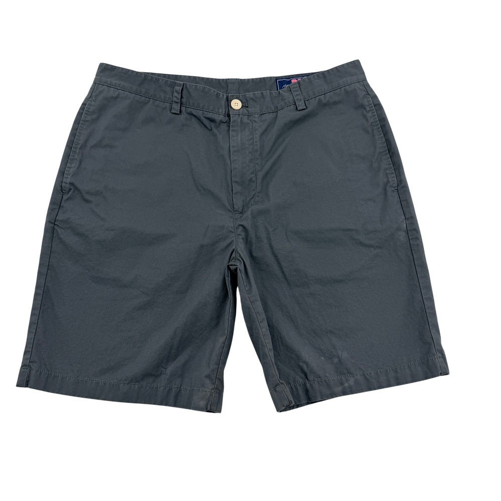 Vineyard Vines Mens 36 Club Short Charcoal Gray Cotton Twill Flat Front Preppy